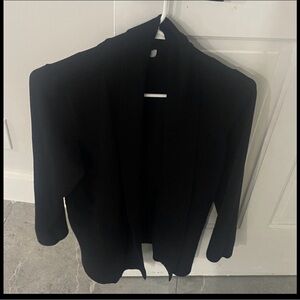 Liz Claiborne Elegant Black cardigan open front work office layering everyday